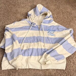 Mighty Fine Blue and Cream Striped Hoodie